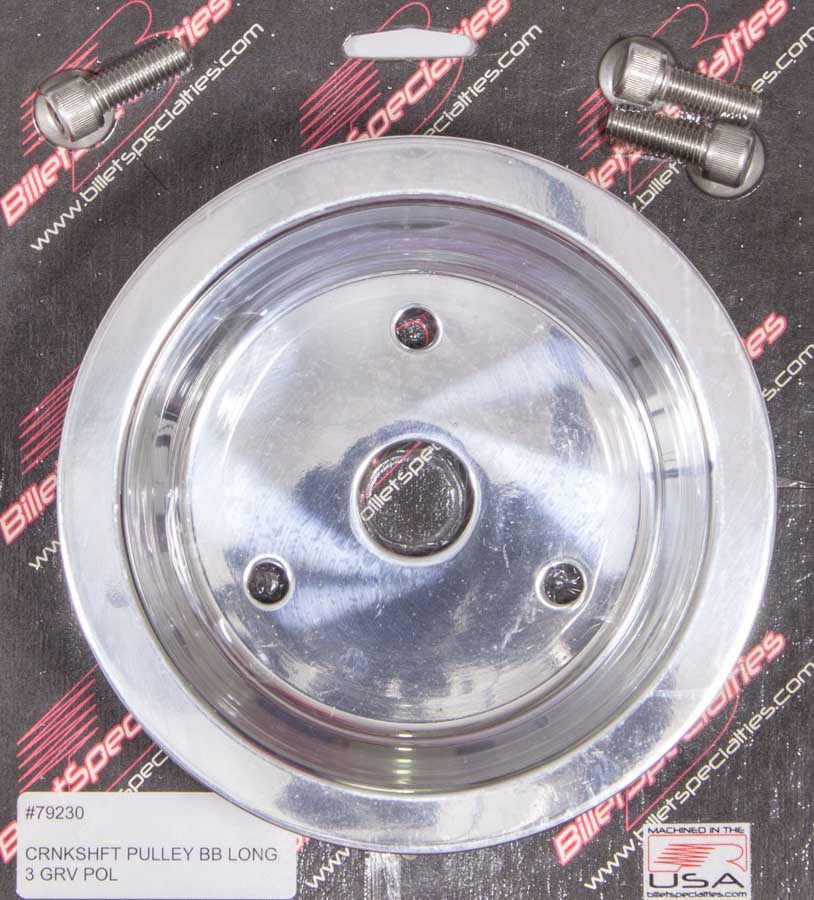 Billet Specialties BBC 3 GRV Crank Pulley LWP Polished MPN BSP79230 For Chevy