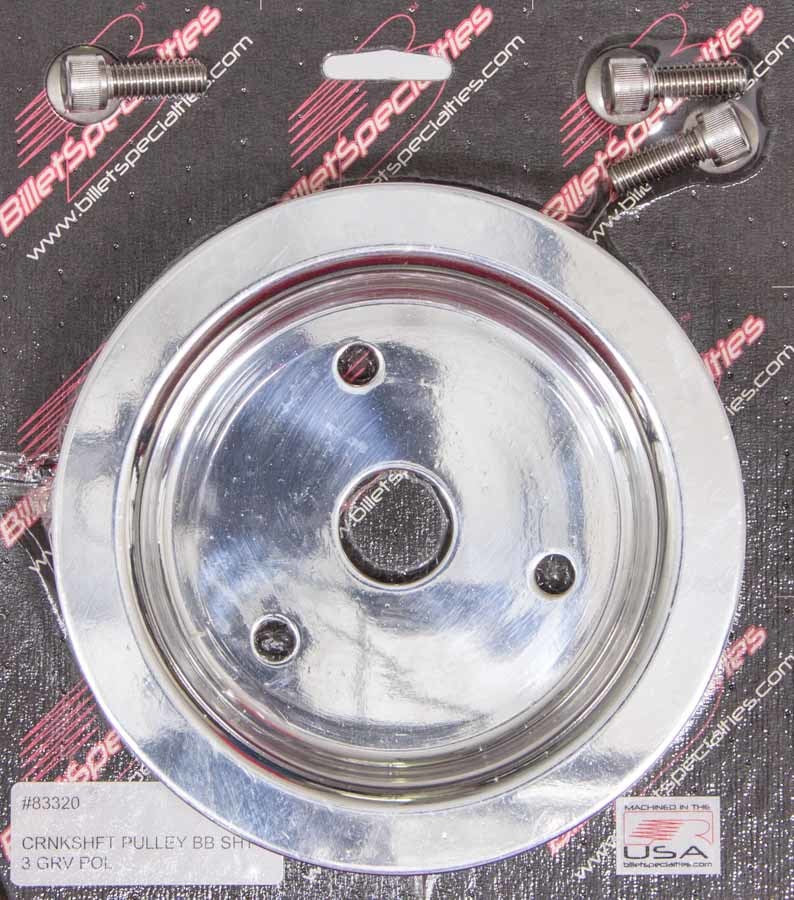 Billet Specialties Polished BBC 3 Groove Lower Pulley MPN BSP83320 For Chevy