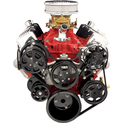 Billet Specialties SBC Tru Track Pulley System Black MPN BSPBLK13220 For Chevy