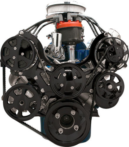 Billet Specialties SBF Tru Trac Pulley System Black P/S & A/C MPN BSPBLK13600 For Ford