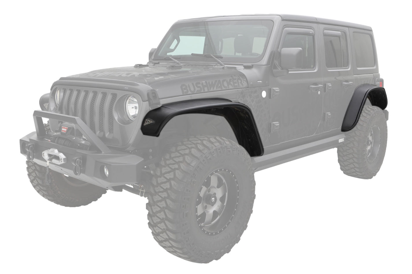 Bushwacker 18- Jeep JL 4DR Fender Flares 4Pc Flat Style MPN BUS10923-07 For Jeep Wrangler JL 2018