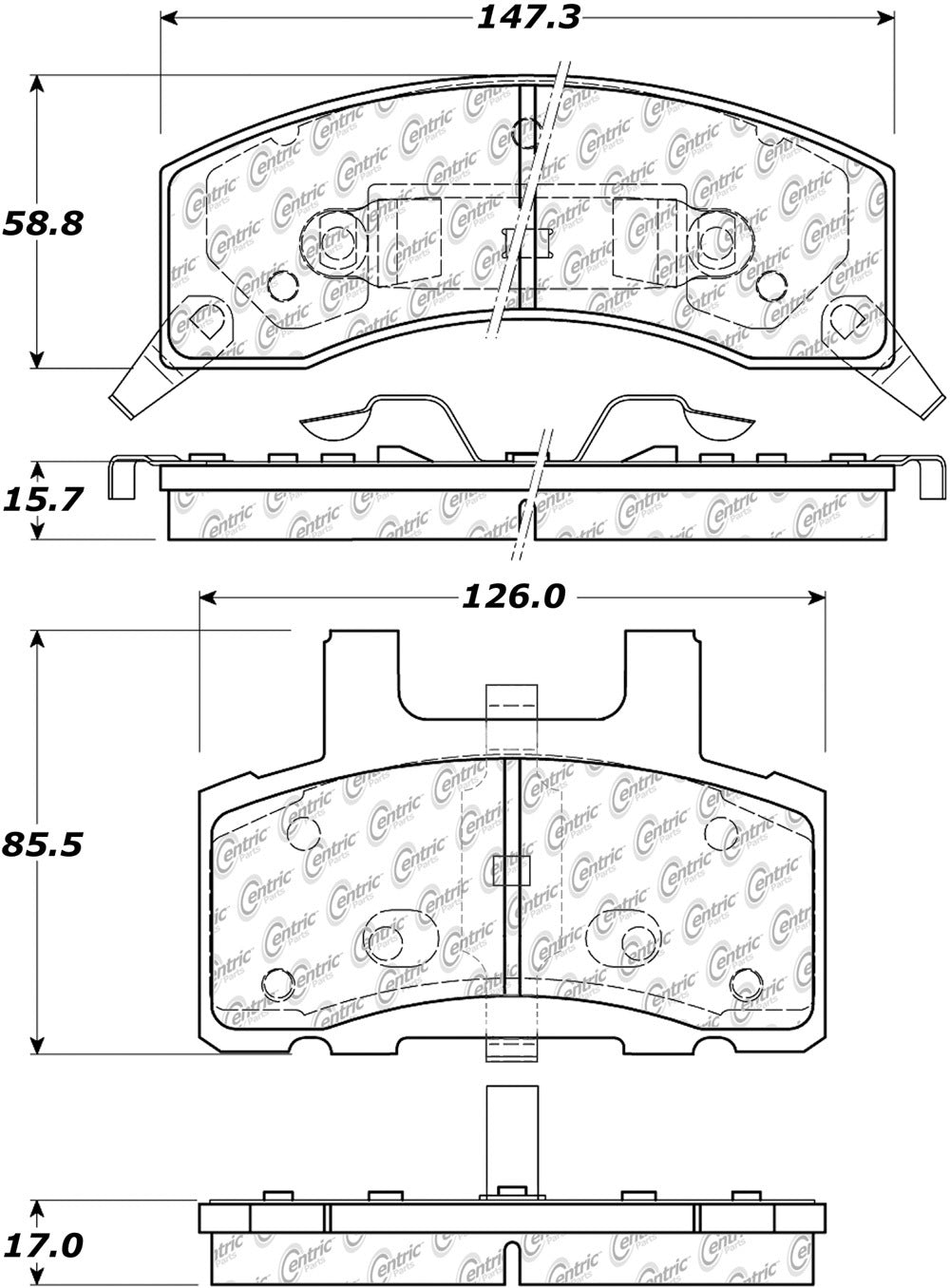 C-TEK Ceramic Brake Pads with Shims Centric Brake Parts CBP103.03700