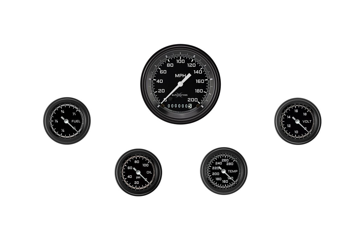 Classic Instruments Autocross Grey 5 Gauge Set 2-1/8 Full Sweep MPN CLAAX100GBLF