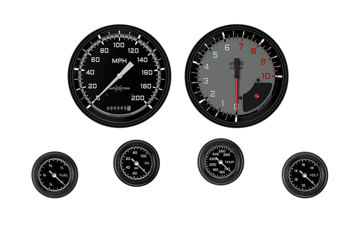 Classic Instruments Autocross Grey 6 Gauge Set 2-1/8 Full Sweep MPN CLAAX151GBLF