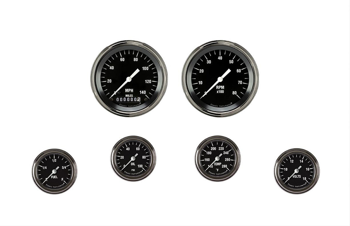 Classic Instruments Hot Rod 6 Gauge Set 2-1/8 Full Sweep MPN CLAHR101SLF