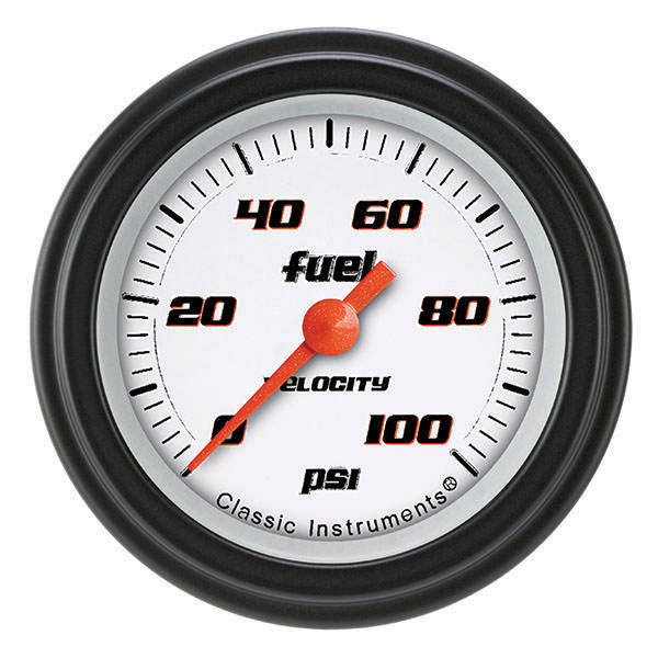 Classic Instruments Velocity White Fuel Pres 100 PSI 2-1/8 Full Sweep MPN CLAVS146WBLF