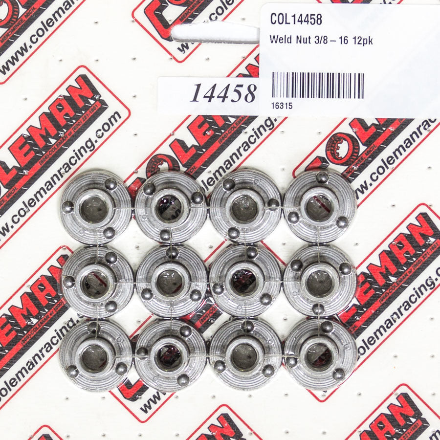 Coleman Racing Products Weld Nut 3/8-16 12pk COL14458