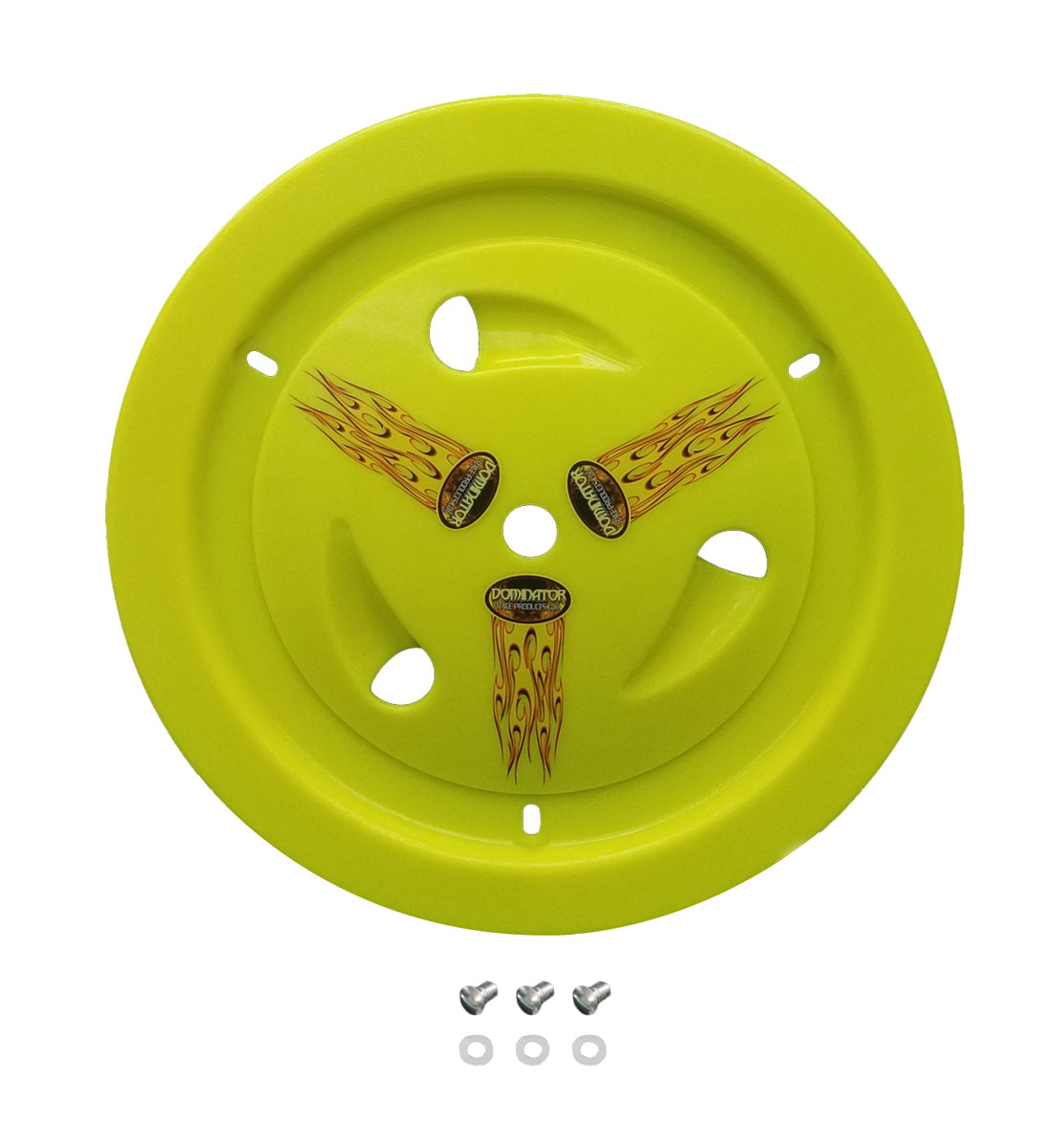 Dominator Race Products Wheel Cover Dzus-On Fluo Yellow Real Style DOM1007-D-FLO-YE