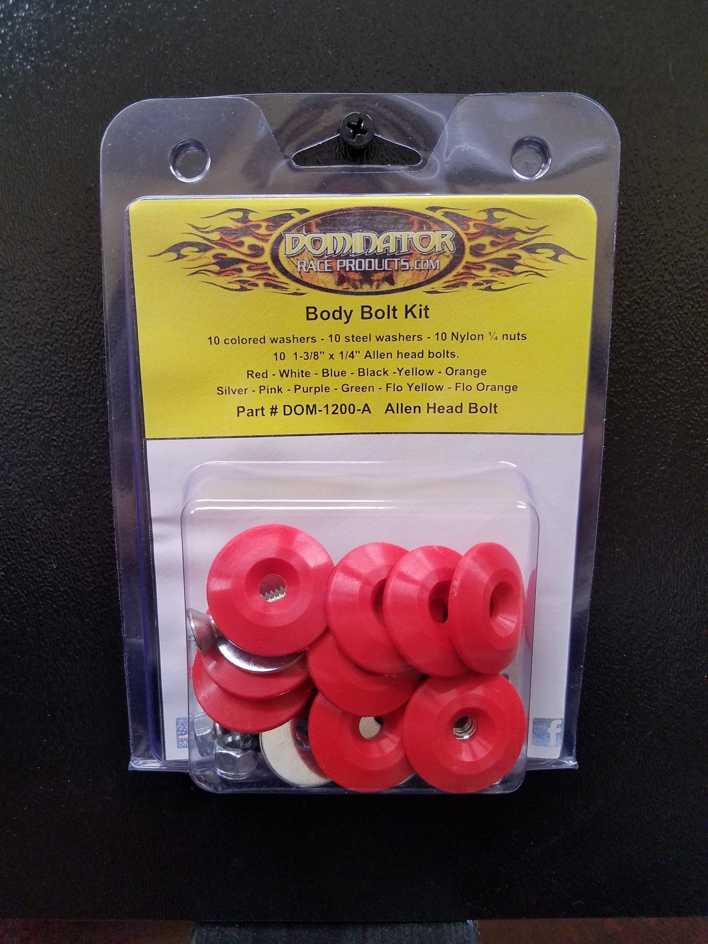 Dominator Race Products Body Bolt Kit Red Allen Head DOM1200-A-RD