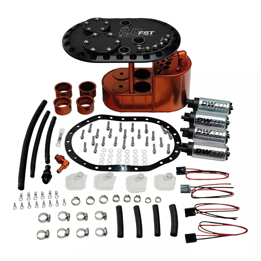 Deatschwerks 2.0L Staged Fuel Cell Su rge Tank with 4 DW300 Fu MPN DWK6-301-20FST