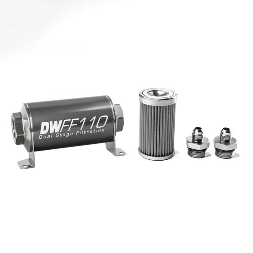 Deatschwerks In-line Fuel Filter Kit 6an 100-Micron MPN DWK8-03-110-100K-6