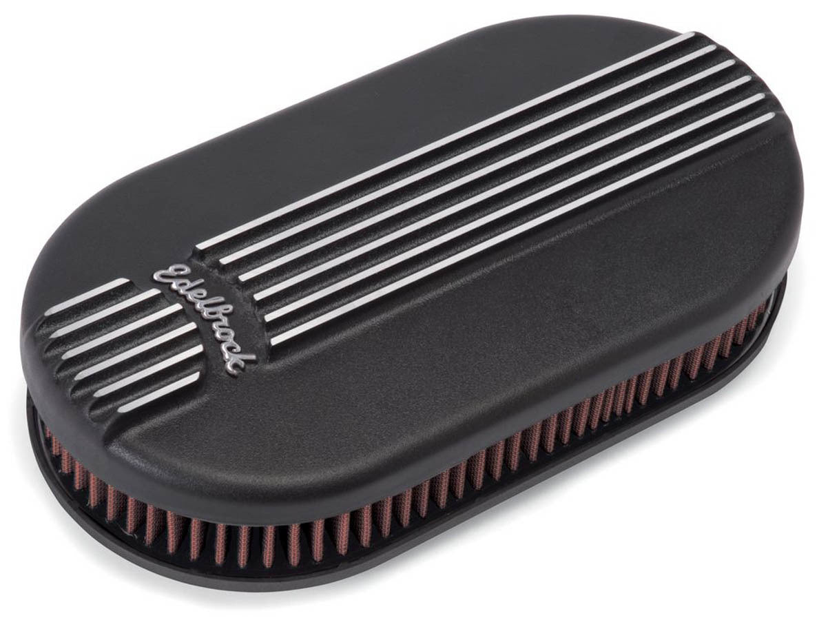 Edelbrock Billet Alum. Single Carb A/C - Small Oval- Black MPN EDE41153