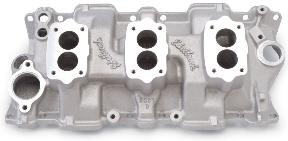 Edelbrock SBC Three Deuce Manifold - 262-400 MPN EDE5419 For Chevy