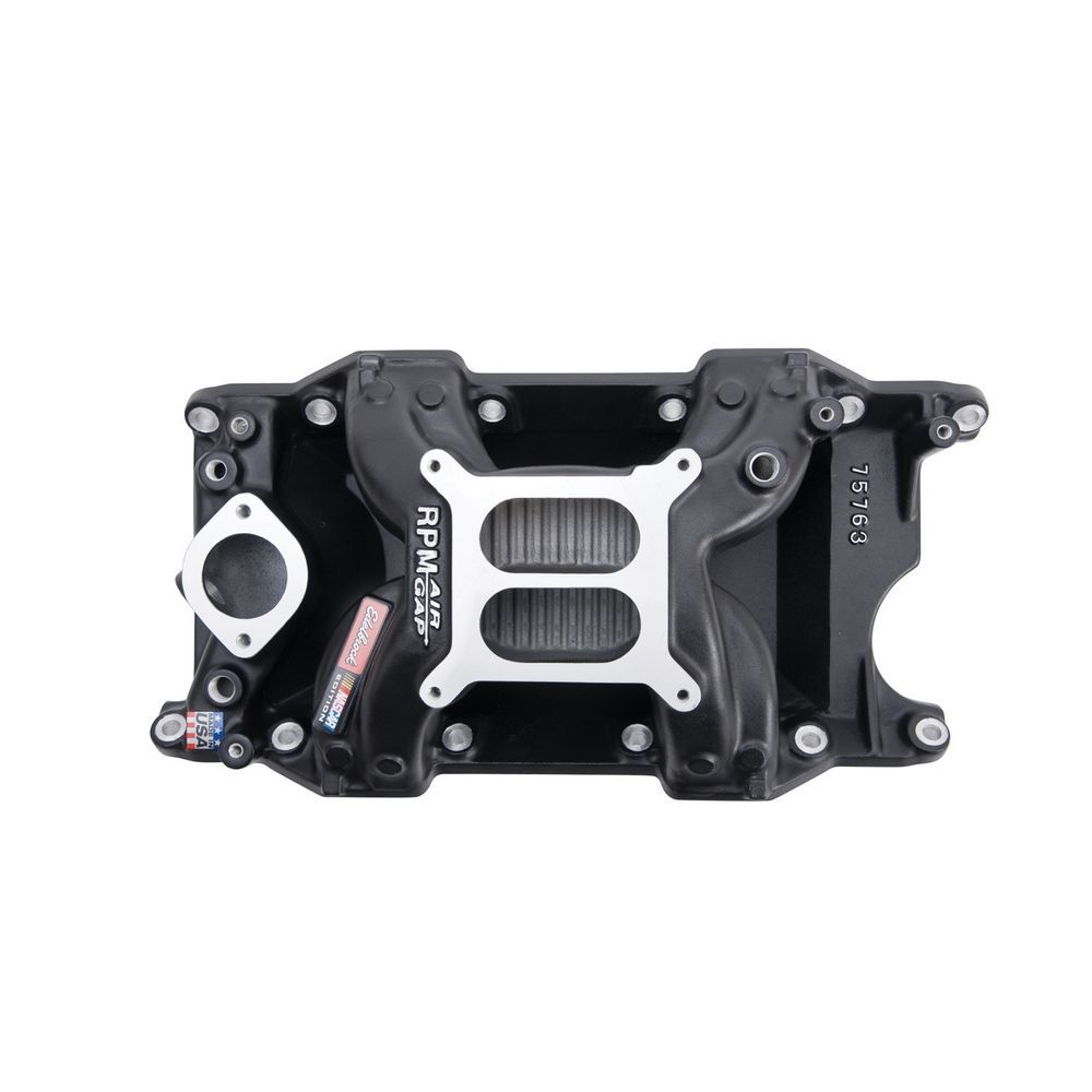 Edelbrock SBM Performer RPM A/G Manifold - Black Finish MPN EDE75763 For Mopar