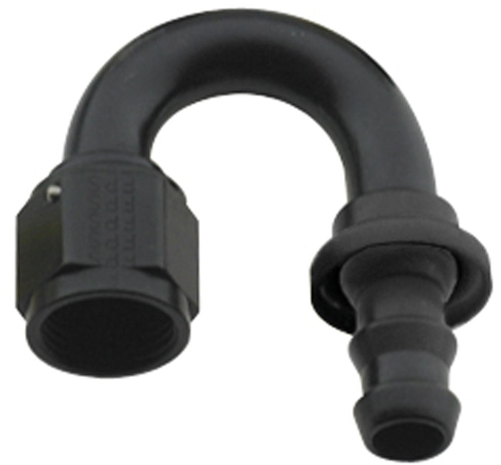 Fragola Hose Fitting #8 180 Deg Push Lock Black FRG218008-BL