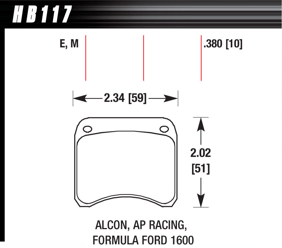 Hawk Brake BRAKE PAD AP RACING REAR CALIPER BLUE 9012 MPN HAWHB117E380 For Universal use