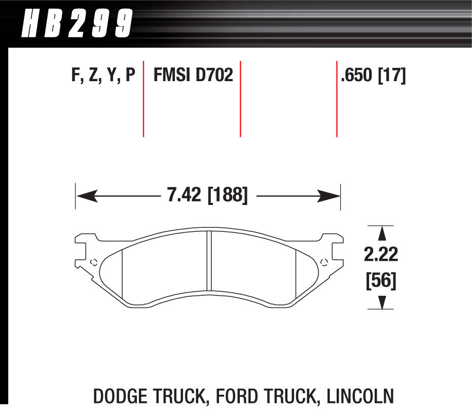 Hawk Brake Performance Street Brake Pads (4) MPN HAWHB299P650