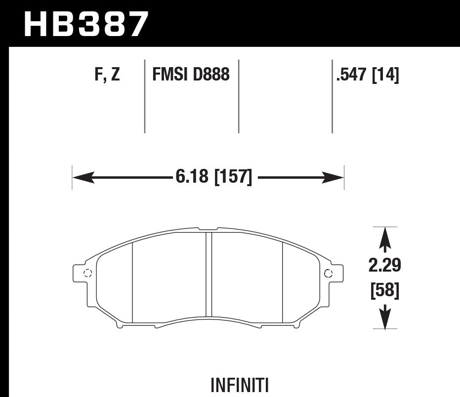 HAWK BRAKE Street Brake Pads Front Infiniti HPS HAWHB387F.547