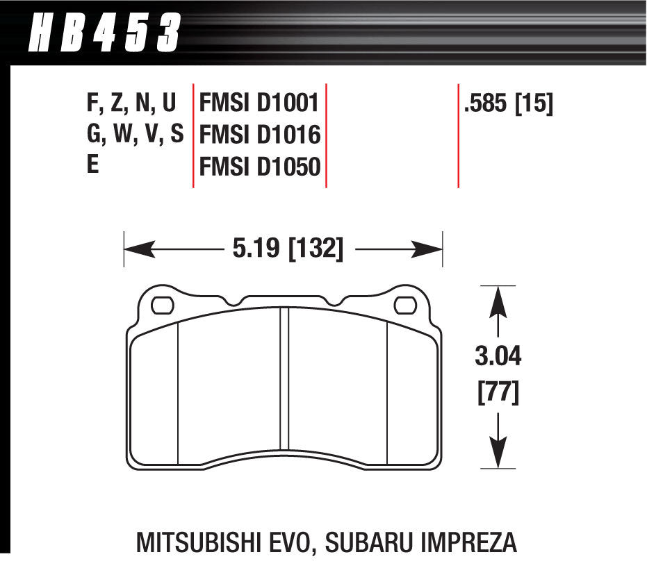 Hawk Brake Performance Street Brake Pads (4) MPN HAWHB453N585