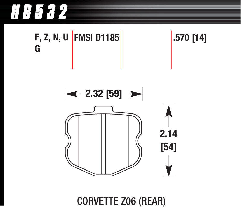 Hawk Brake 2006 Corvette ZO6 HPS MPN HAWHB532F570 For Chevy Corvette 2006-13