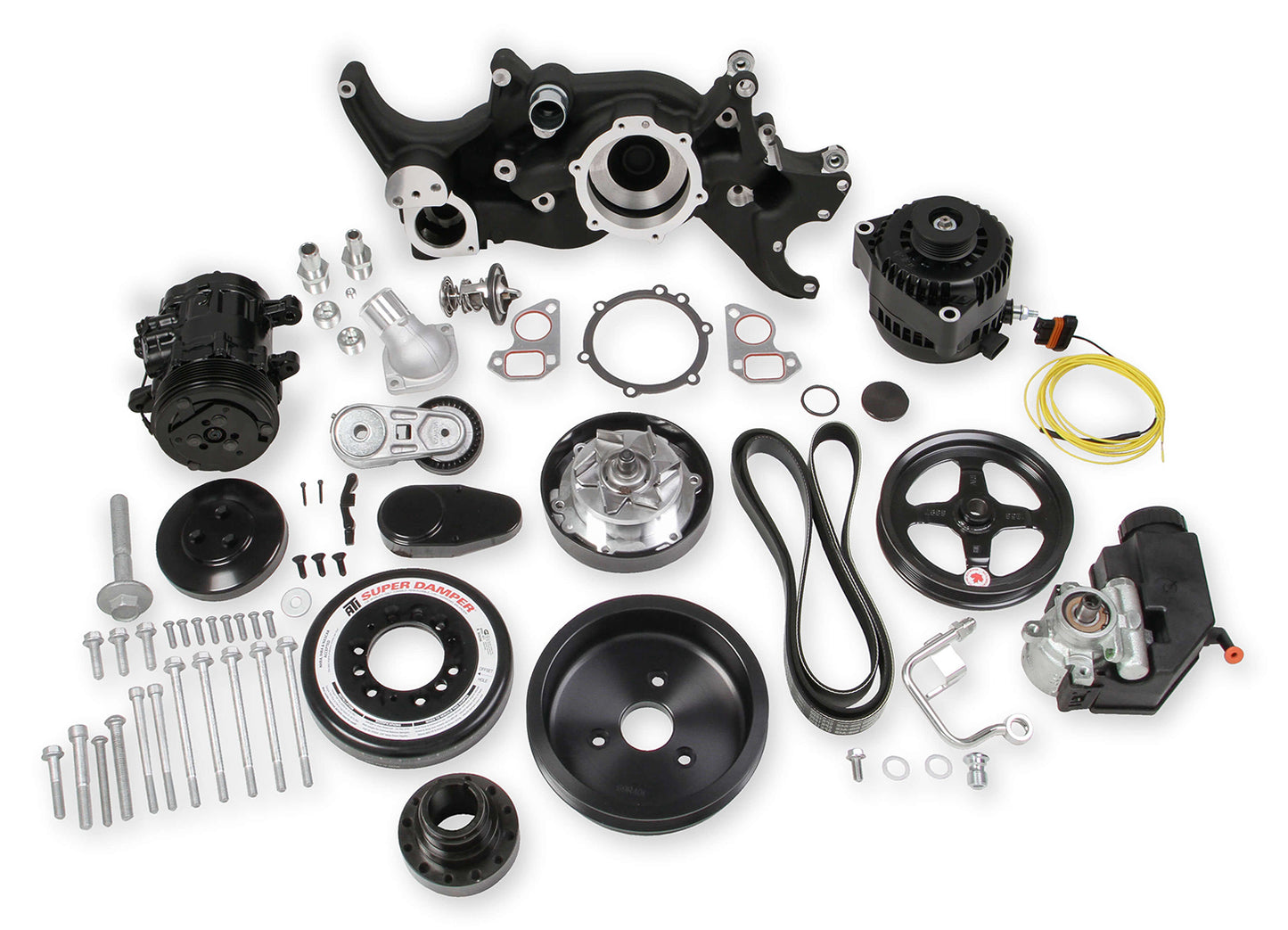 Holley GM LS Mid Mount Complete Accessory Kit - Black MPN HLY20-180BK For GM LS-Series