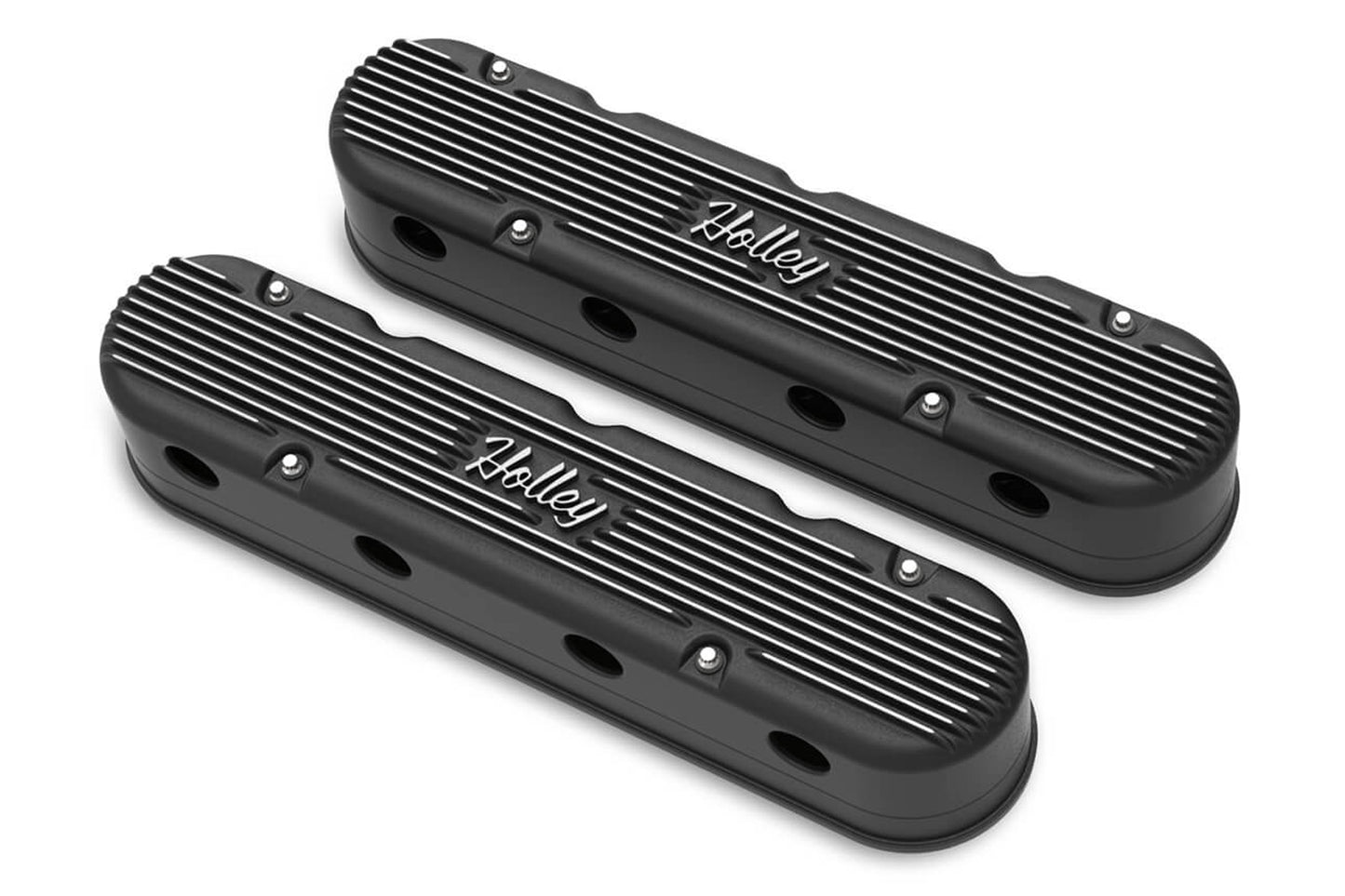 Holley 2-Piece Cast Alm GM LS Valve Cover Set - Black MPN HLY241-172 For GM LS-Series