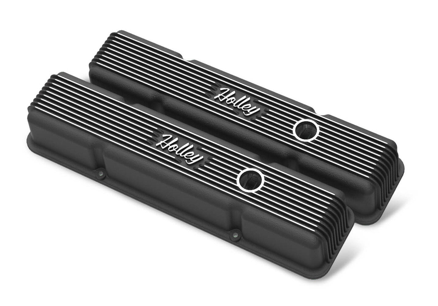 Holley SBC Holley Die Cast Alm Valve Cover Set Black MPN HLY241-242 For Chevy