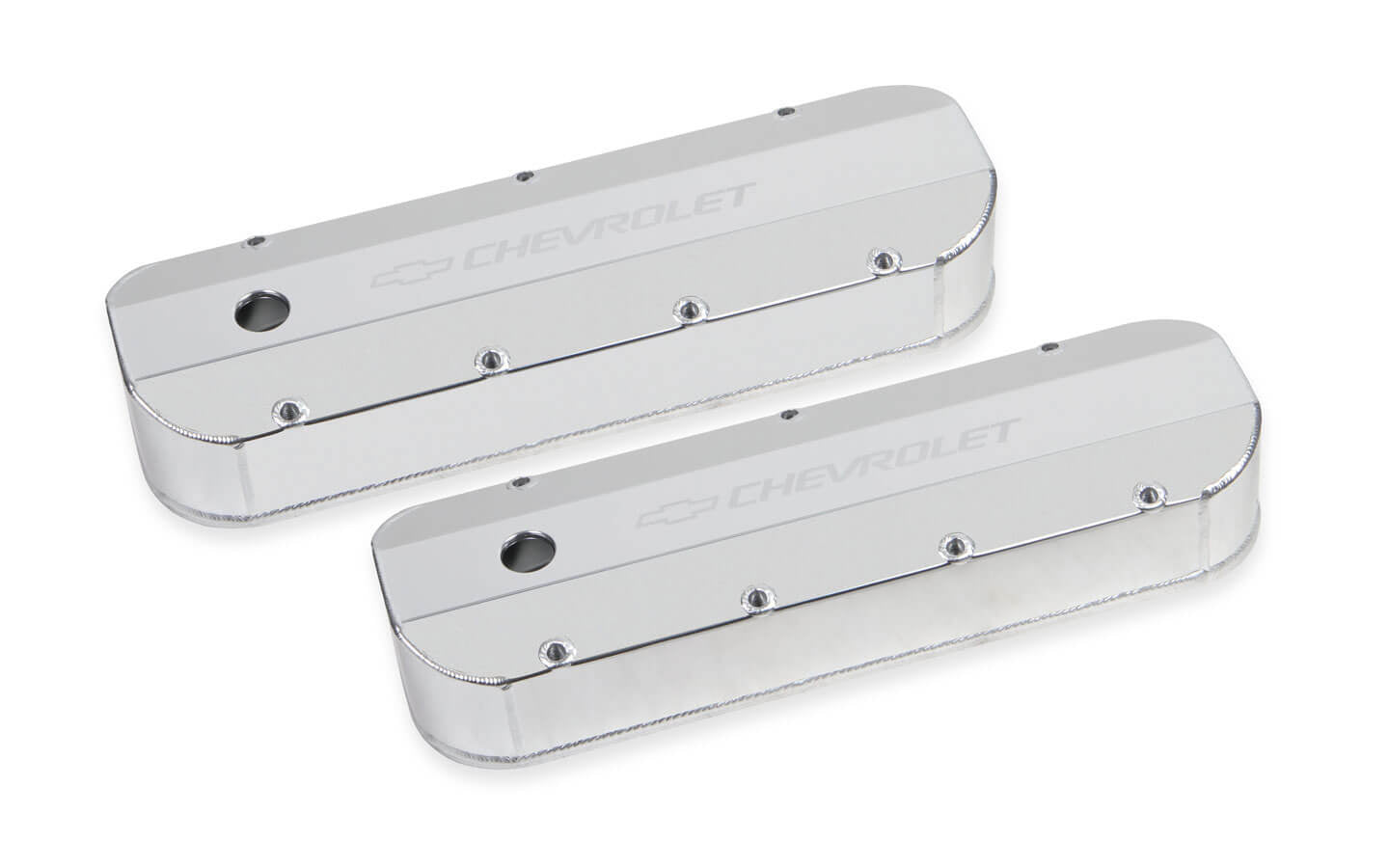 Holley BBC Billet Rail Fab. Alm Valve Covers w/.125 Hole MPN HLY241-278 For Chevy, GM