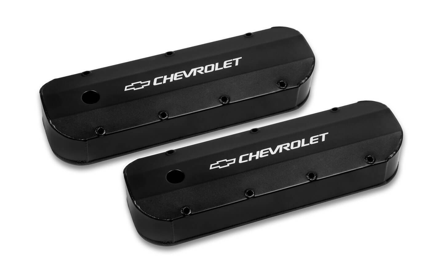 Holley BBC Billet Rail Fab. Alm Valve Covers w/.125 Hole MPN HLY241-279 For Chevy, GM