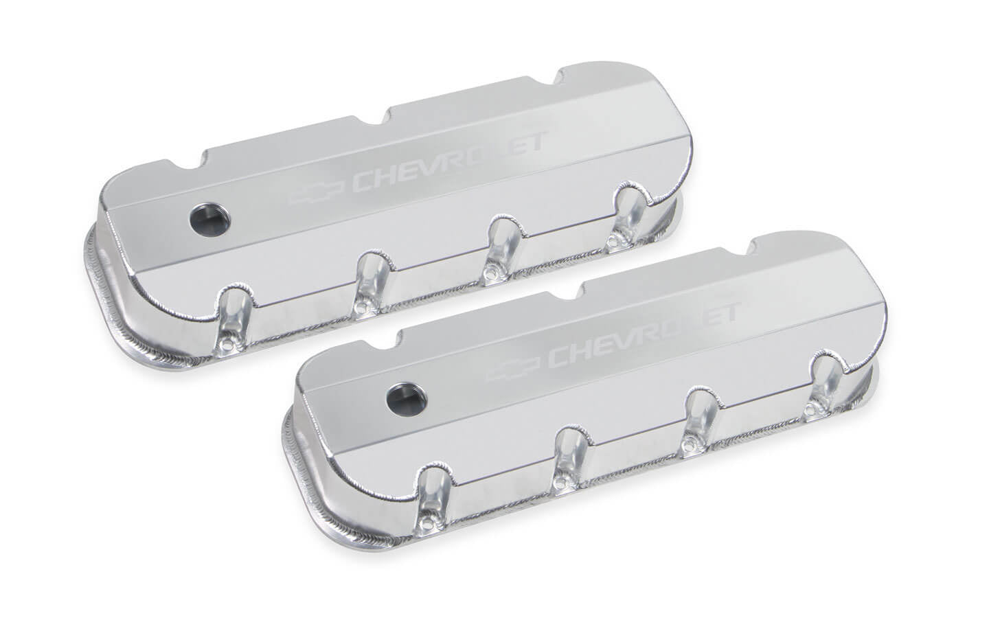 Holley BBC Billet Rail Fab. Alm Valve Covers w/.125 Hole MPN HLY241-280 For Chevy, GM