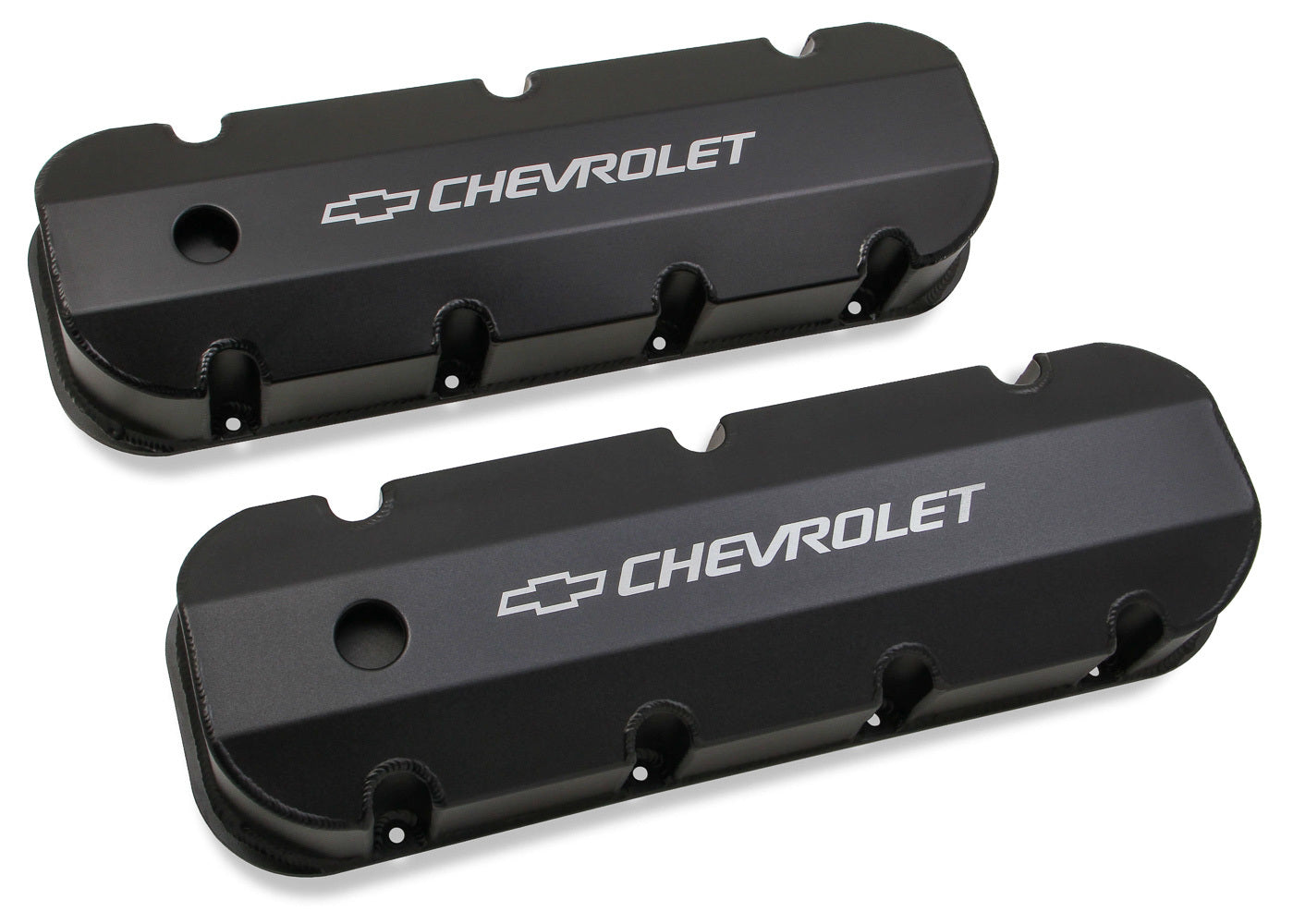 Holley BBC Billet Rail Fab. Alm Valve Covers w/.125 Hole MPN HLY241-281 For Chevy, GM
