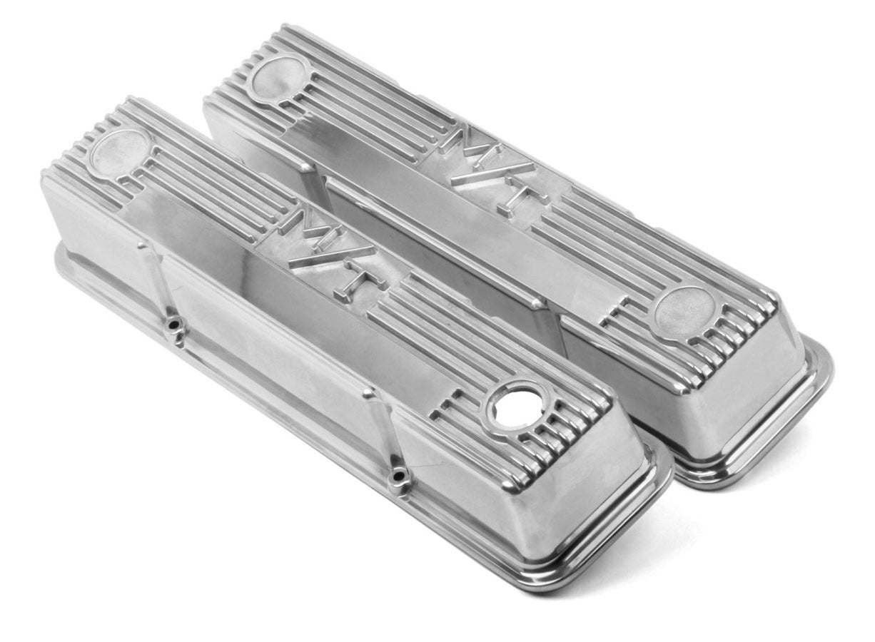 Holley SBC M/T Valve Cover Set - Polished MPN HLY241-82 For Chevy