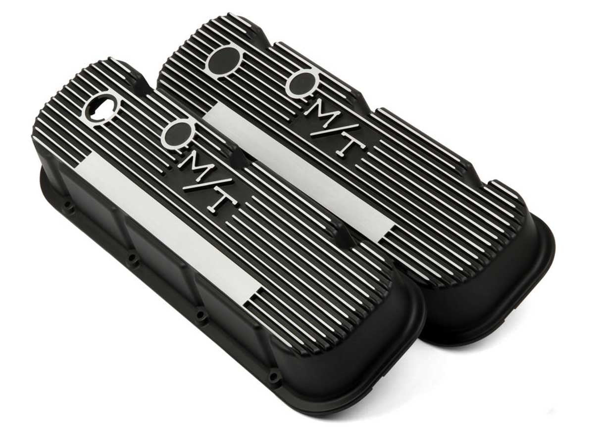 Holley BBC M/T Valve Cover Set - Black Krinkle MPN HLY241-85 For Chevy