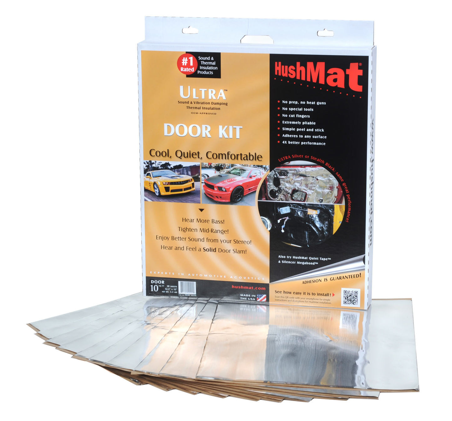 Hushmat Ultra Door Kit- 10 pc 12in.x12in. Silver MPN HMT10201