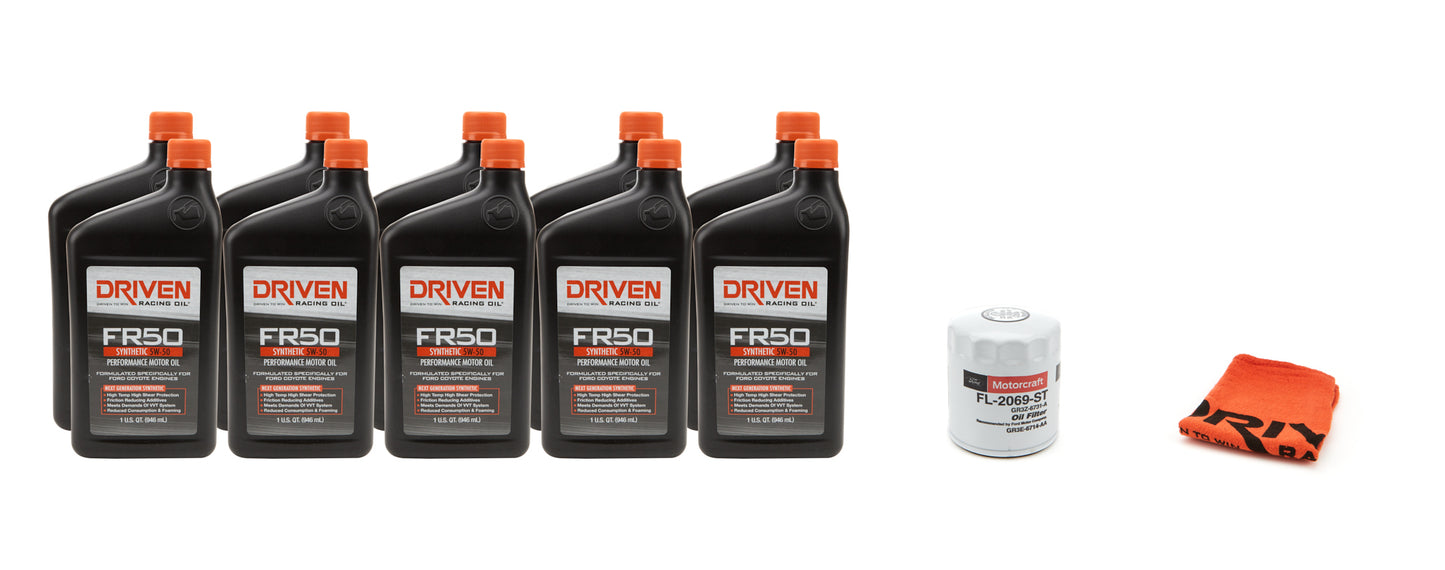 Driven Racing Oil 5w50 Oil Change Kit 2015 Mustang GT350 5.2L 10Qt. MPN JGP21051K For Ford 2015