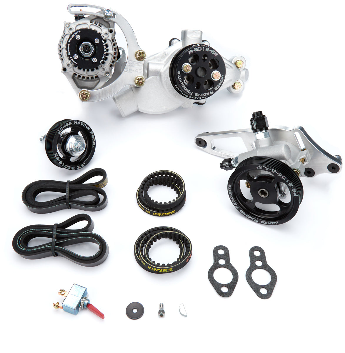 Jones Racing Products Serpentine Drive Kit SBC w/ P/S - W/P & Alt MPN JRP1441-AL-72 For Chevy