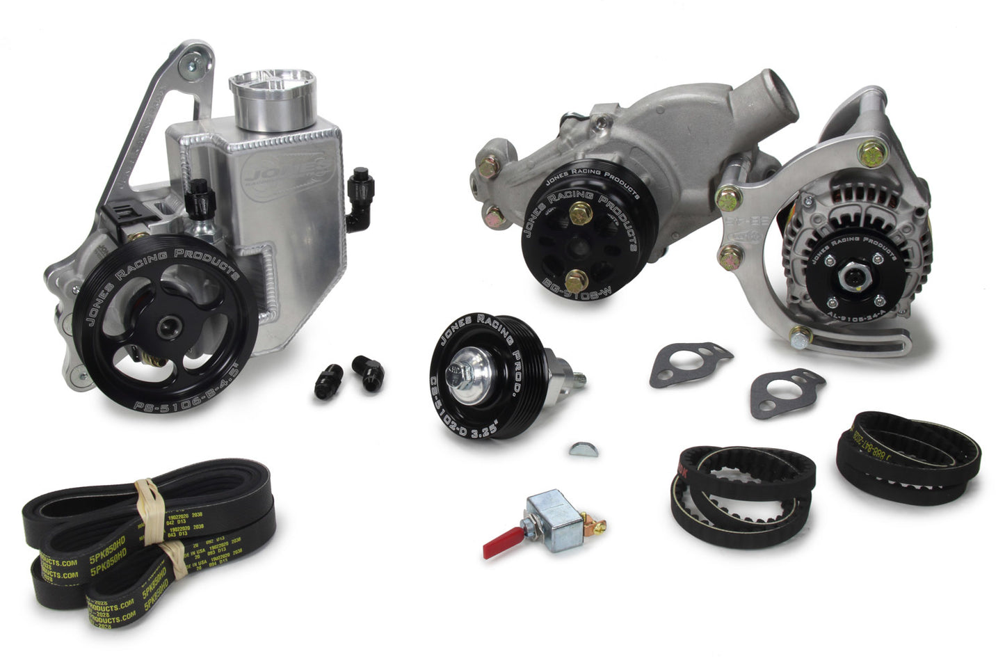 Jones Racing Products Serpentine Drive Kit SBC w/ P/S - W/P & Alt. JRP1441-AR-75
