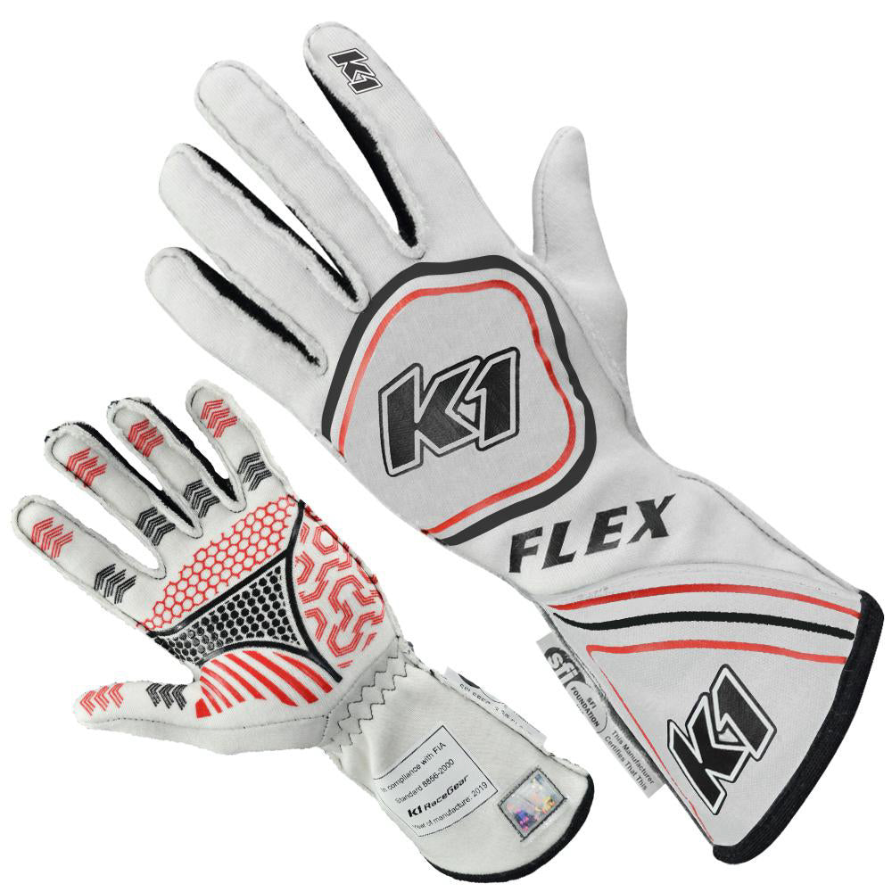 K1 RACEGEAR Glove Flex Small White SFI / FIA K1R23-FLX-W-S