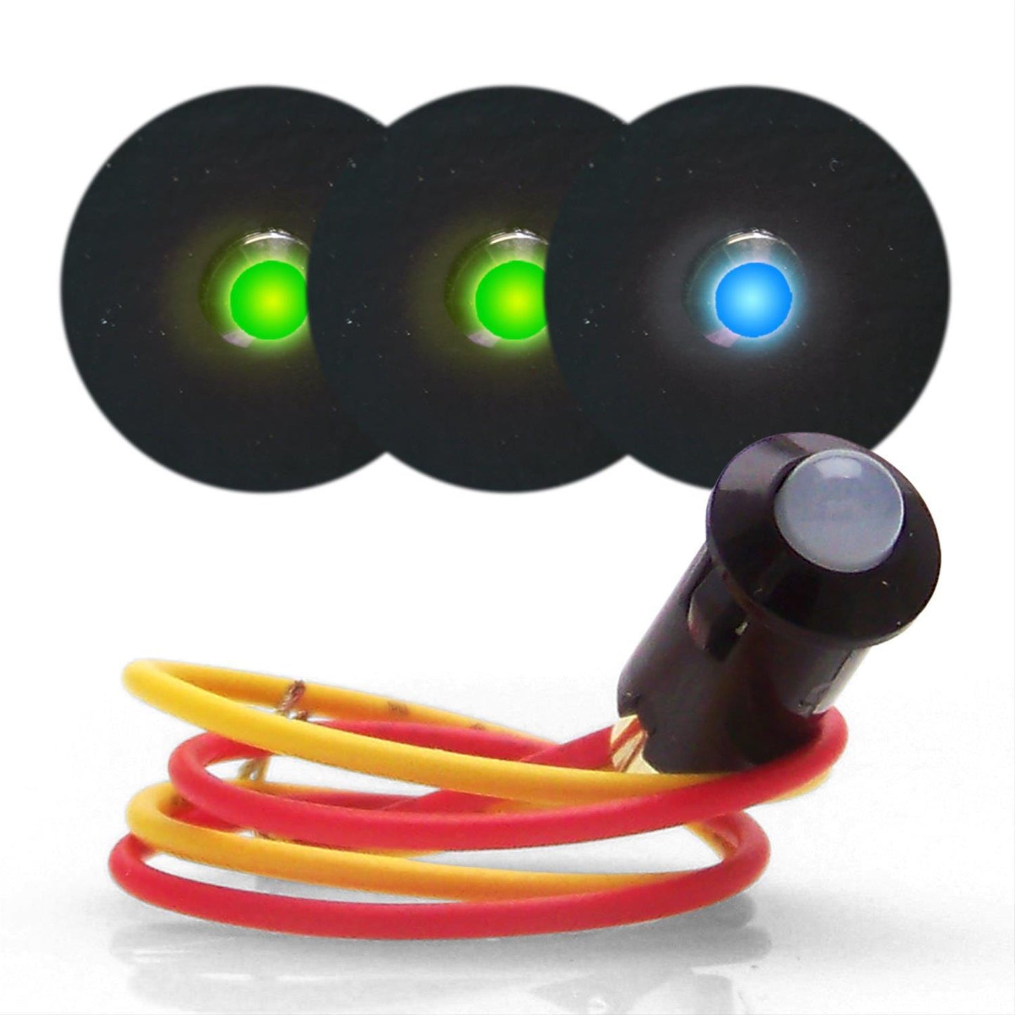 KEEP IT CLEAN 12V LED Dash Indicator Lights 2 Green 1 Blue KICKICSWIND2DASH