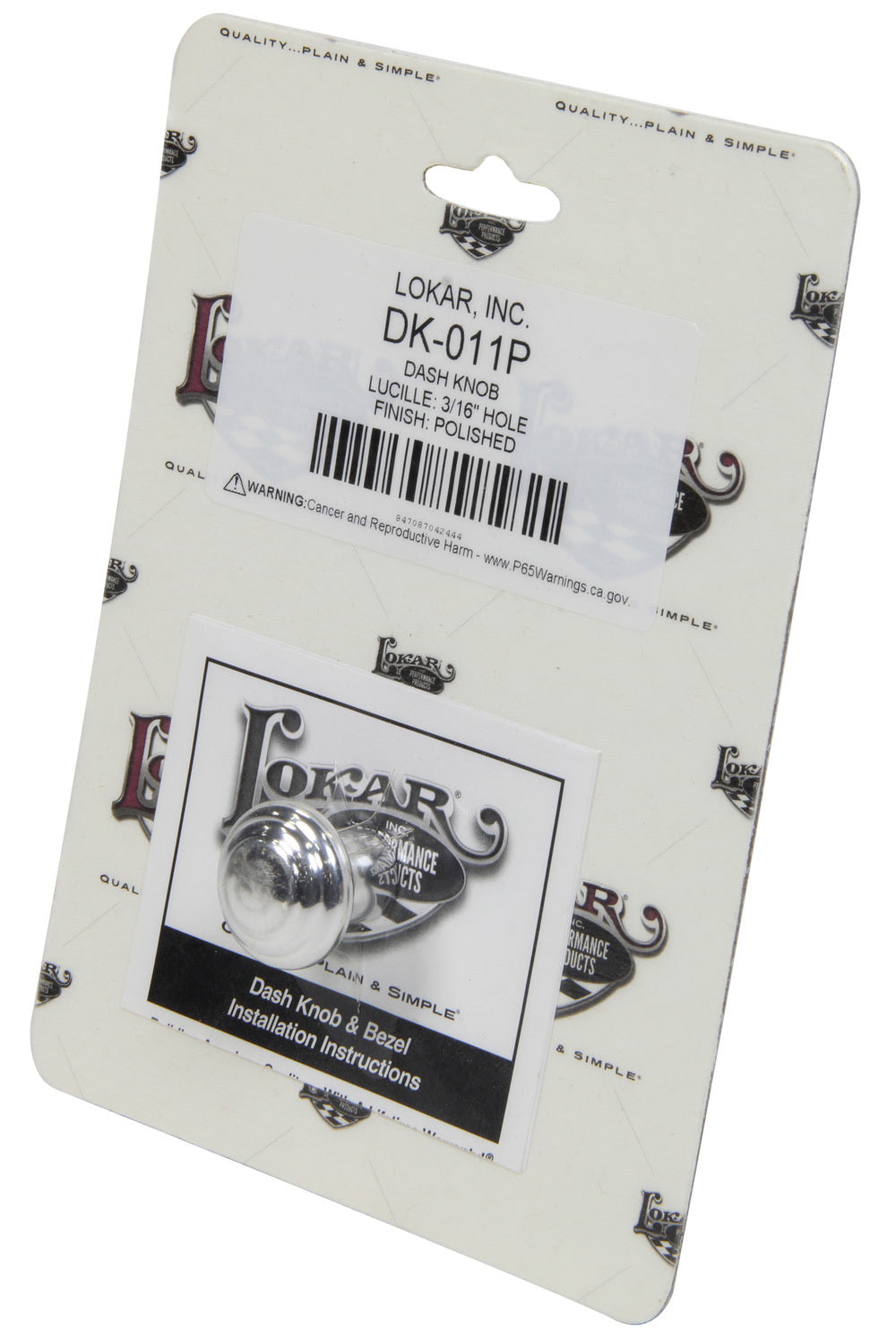 LOKAR Dash Knob Lucille 3/ 16In Hole Polished LOKDK-011P