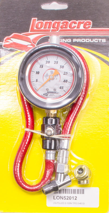 LONGACRE Tire Gauge 0-45PSI 2.5in GID Deluxe LON52-52012