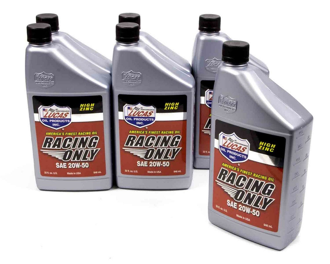 LUCAS OIL 20w50 Racing Oil 6x1 Qt Semi-Synthetic LUC10620-6