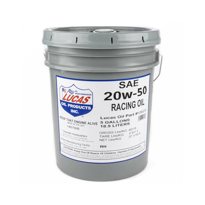 LUCAS OIL SAE 20W-50 Racing Motor Oil 5 Gallon Pail LUC10623