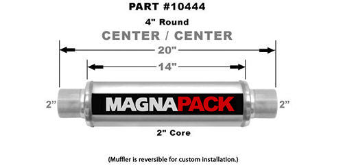 Magnaflow Perf Exhaust 4in Round Muffler 2in In/Out MPN MAG10444
