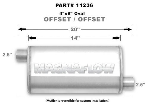 Magnaflow Perf Exhaust Stainless Muffler 2.5in Offset In/Out MPN MAG11236 For Universal use