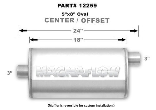 Magnaflow Perf Exhaust Stainless Muffler 3in Offset In/Center Out MPN MAG12259 For Universal use