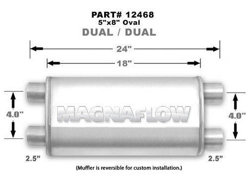 Magnaflow Perf Exhaust Stainless Muffler 2.5in Dual In / Dual Out MPN MAG12468 For Universal use