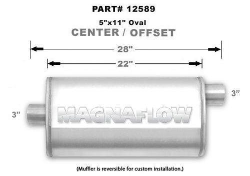 Magnaflow Perf Exhaust Stainless Muffler 3in Center In / Offset Out MPN MAG12589 For Universal use