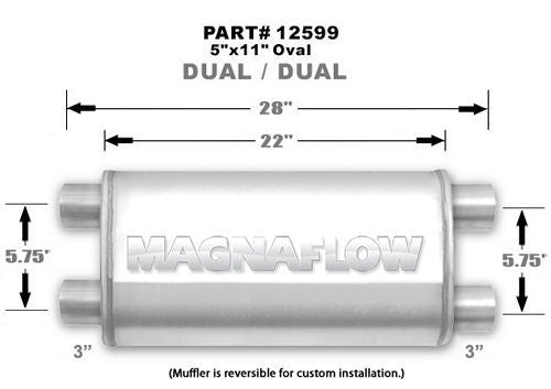 Magnaflow Perf Exhaust Muffler Stainless 3in Dual In/Out -MAG12599