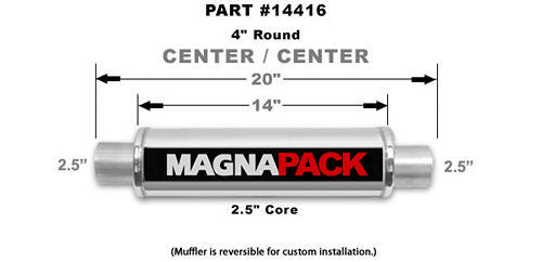 Magnaflow Perf Exhaust Stainless Bullet Muffler 2.5in In/Out MPN MAG14416 For Universal use